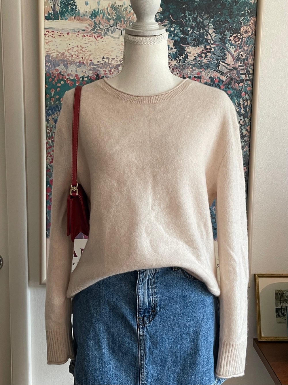 Rachel Zoe Cashmere Sweater Womens Large Beige Crewneck Pullover Quiet Luxury